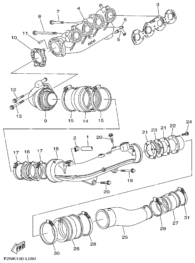 Yamaha F2NN EXHAUST 1 parts diagram